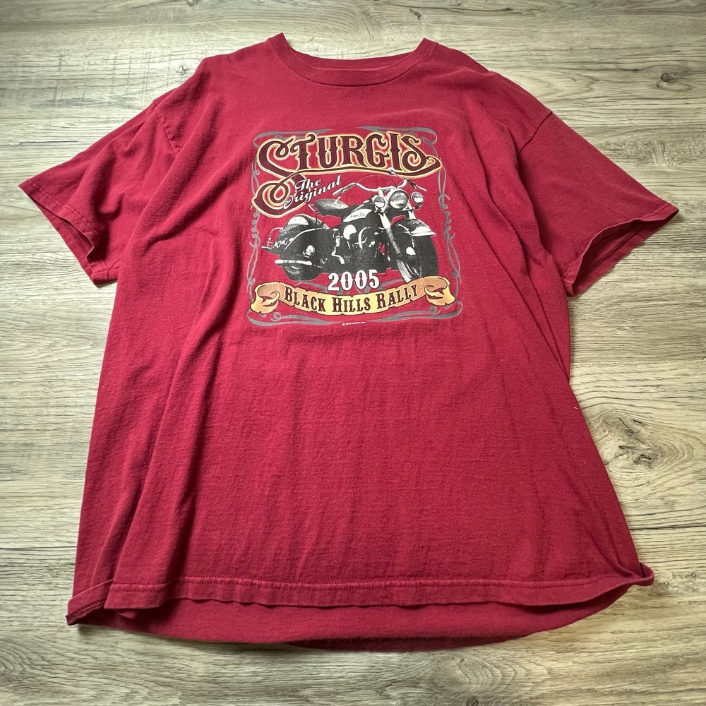 Delta Sturgis T-Shirt Mens 2XL Maroon 2005 Black Hills Rally Biker Graphic Tee